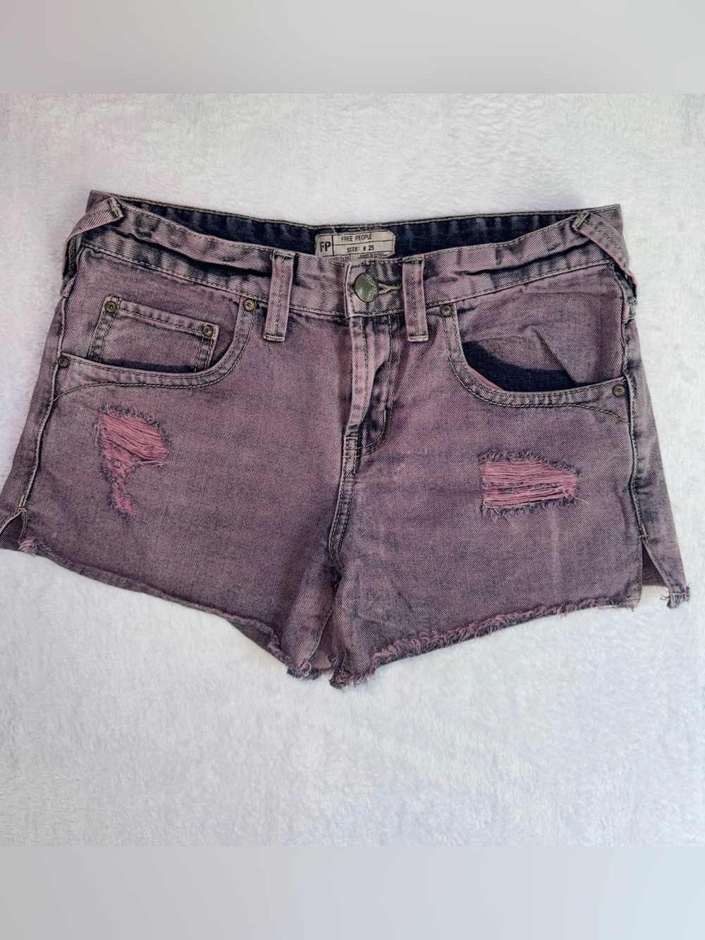 Free People Pink Overdye Distressed Cutoff Shorts